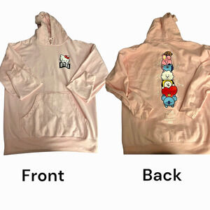 RARE Bt21 Hello Kitty Collaboration Pink Hoodie BTS Size LARGE